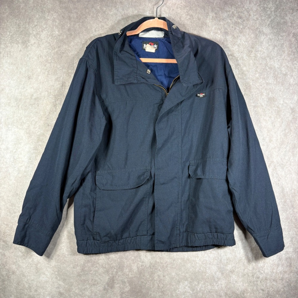 Bulwark Jacket Men Medium Navy Blue FR Flame Resistant Nomex Arc Rated Workwear